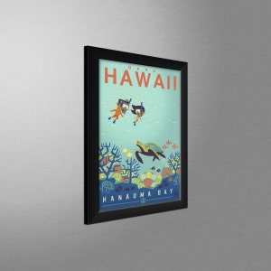 Hanauma Bay Oahu Hawaii Giclee Art Print Poster from Travel Artwork by Travel Artist Benjamin W. Burch image 3