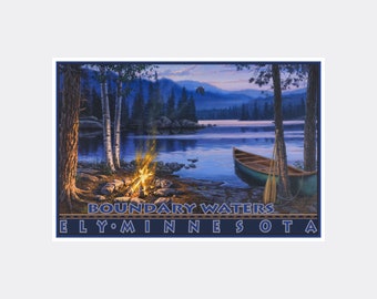Ely Minnesota Canoe Camp Art Print: Darrell Bush Watercolor Giclee Poster