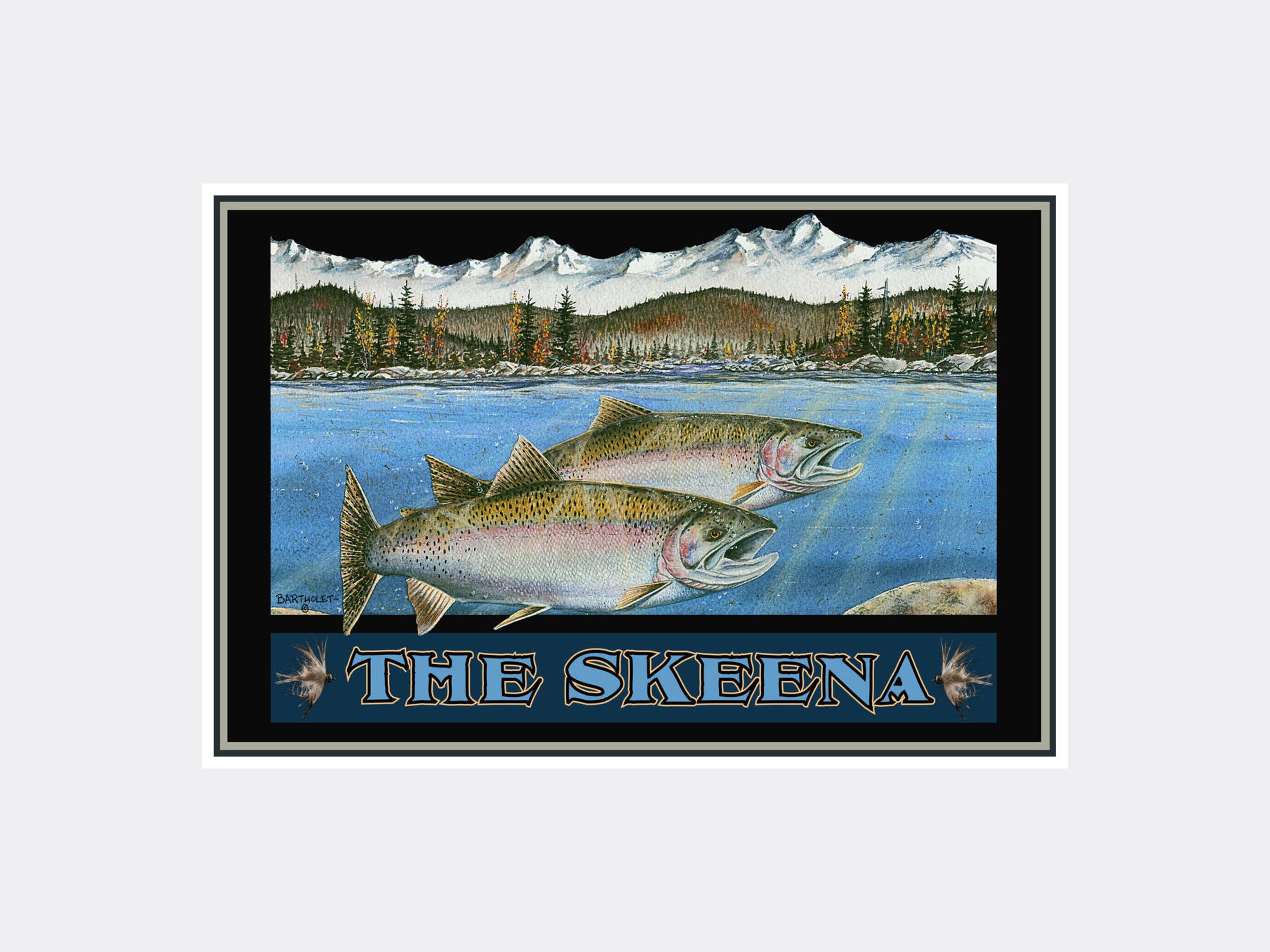 The Skeena River British Columbia Canada Salmon Giclee Art Print Poster from Original Watercolor by Artist Dave Bartholet