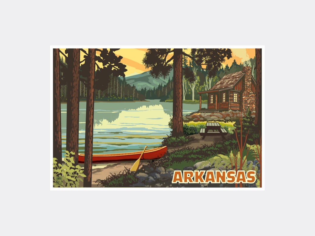 Arkansas Giclee Art Print Poster From Travel Artwork by Artist Etsy