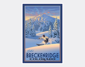 SKP Breckenridge Colorado Giclee Art Print Poster from Travel Artwork by Artist Paul Leighton