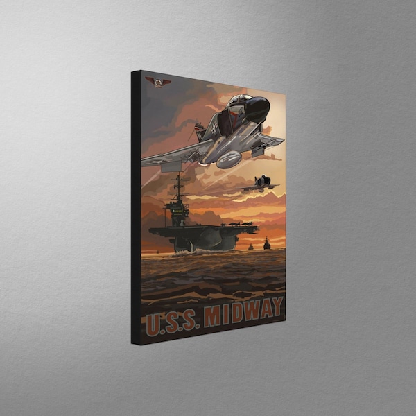 F-4 & USS Midway Stretch Canvas, Pillow, Blanket from Travel Artwork by Artist Paul A. Lanquist