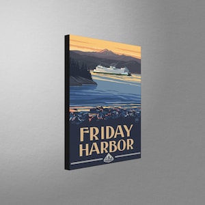 Friday Harbor Ferry San Juan Island Washington Canvas, Pillow, Blanket from Travel Artwork by Artist Paul A. Lanquist