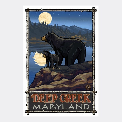 Deep Creek Lake Maryland Woodie Boat Lake Giclee Art Print Etsy