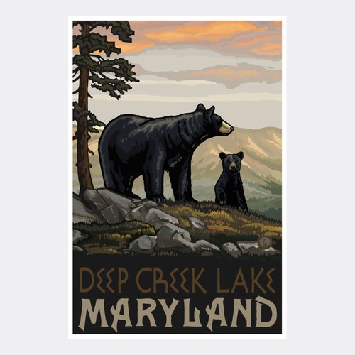 Deep Creek Lake Maryland Woodie Boat Lake Giclee Art Print Etsy