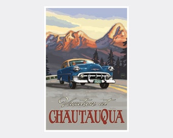Vacation at Chautauqua Boulder Colorado Road Trip Sunset Giclee Art Print Poster from Travel Artwork by Artist Paul A. Lanquist