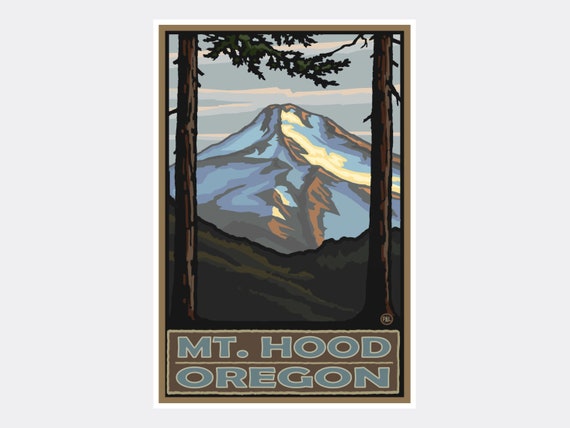 Mount Hood Oregon Giclee Art Print Poster from Travel Artwork by Artist Paul A. Lanquist