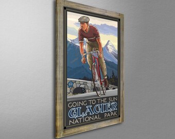 Glacier National Park Cycling Going to the Sun Giclee Art Print