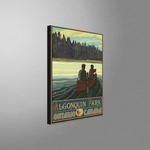 Algonquin Park Ontario Canada Lake Canoers Forest Stretch Canvas, Pillow, Blanket from Travel Artwork by Artist Paul A. Lanquist
