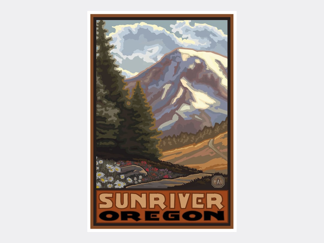 Sunriver Oregon Art Print: Springtime Mountain Travel Poster - Etsy