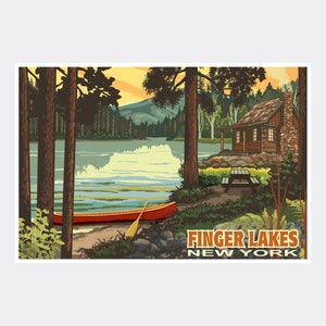 Finger Lakes Giclee Art Print Poster from Travel Artwork by Artist Paul A. Lanquist