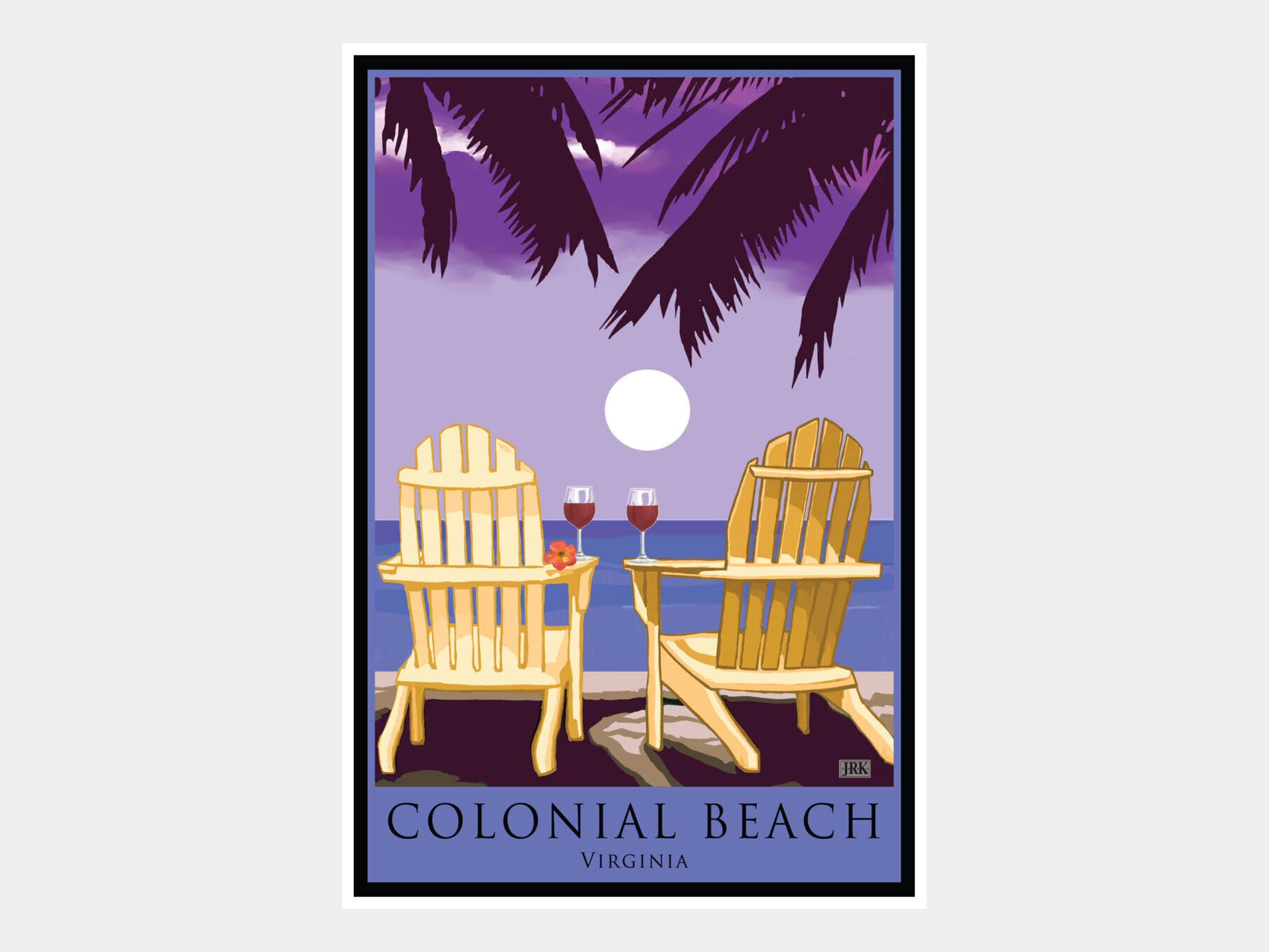 Colonial Beach Virginia Art Print: Adirondack Chairs, Red Wine Giclee Poster  - Etsy, image size:2933x2200
