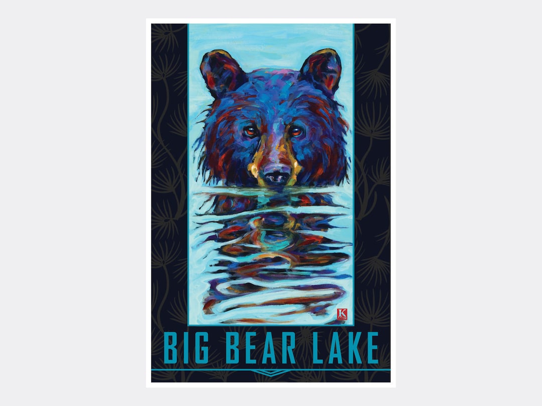 Big Bear Lake Wet Bear Giclee Art Print Poster From Oil Etsy Denmark