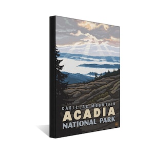 Cadillac Mountain Acadia National Park Stretch Canvas, Pillow, Blanket from Travel Artwork by Artist Paul A. Lanquist