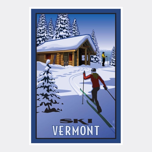 Wisconsin Cross Country Skiers Forest Giclee Art Print Poster Etsy