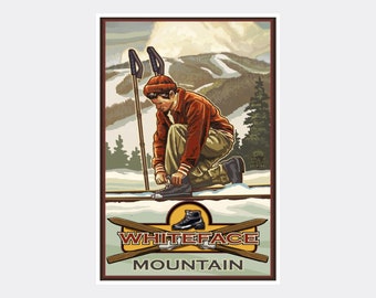 Whiteface Mountain Ski Poster: Vintage New York Travel Art Print