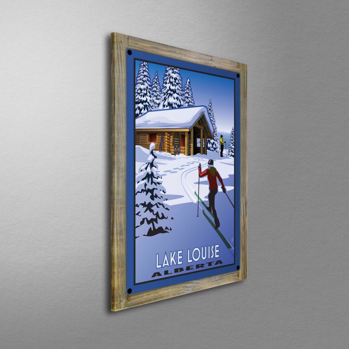 Impresión artística giclée de esquí en el lago Louise: póster de viaje en  cabaña de Alberta - Etsy México, image size:1200x1200