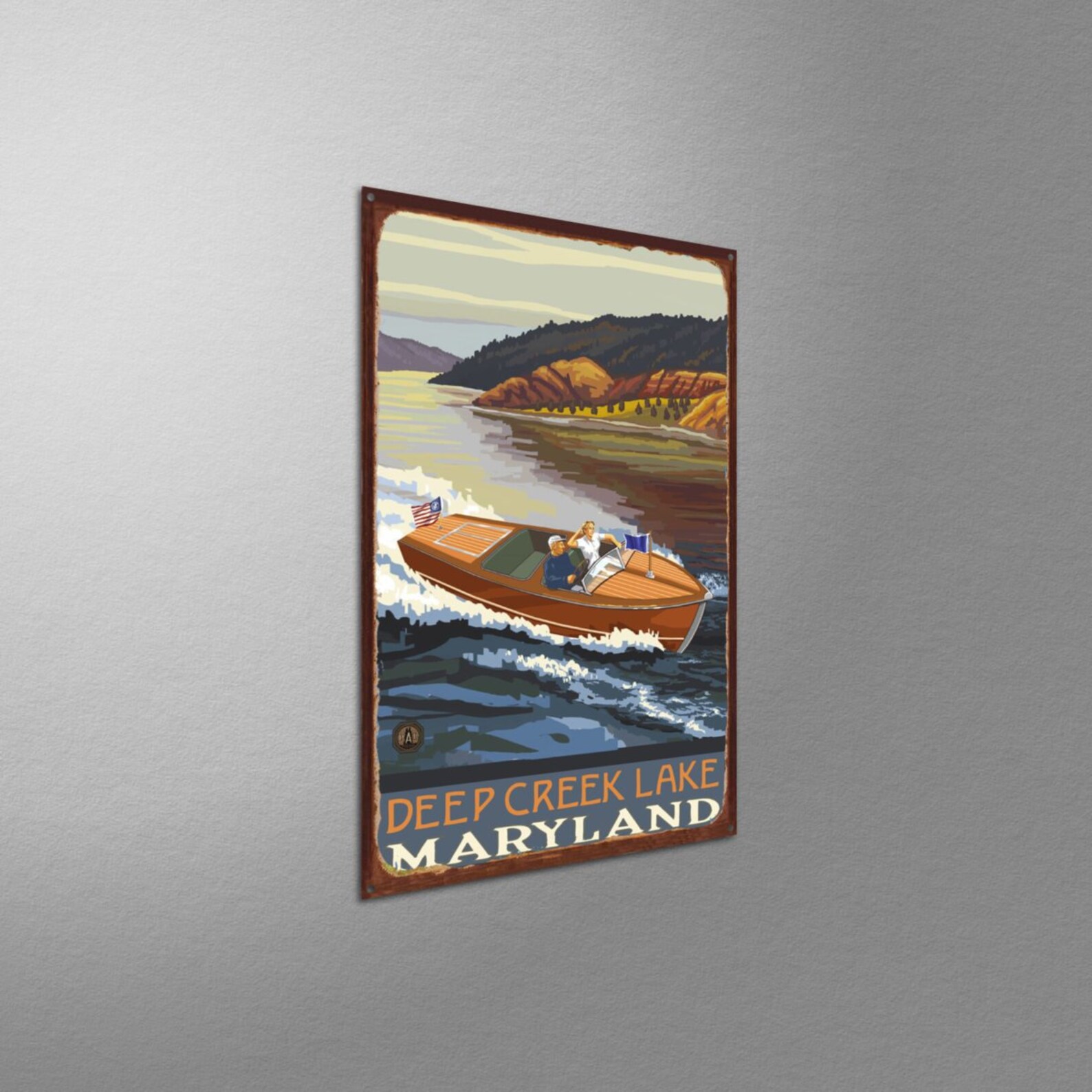 Deep Creek Lake Maryland Woodie Boat Lake Giclee Art Print Etsy