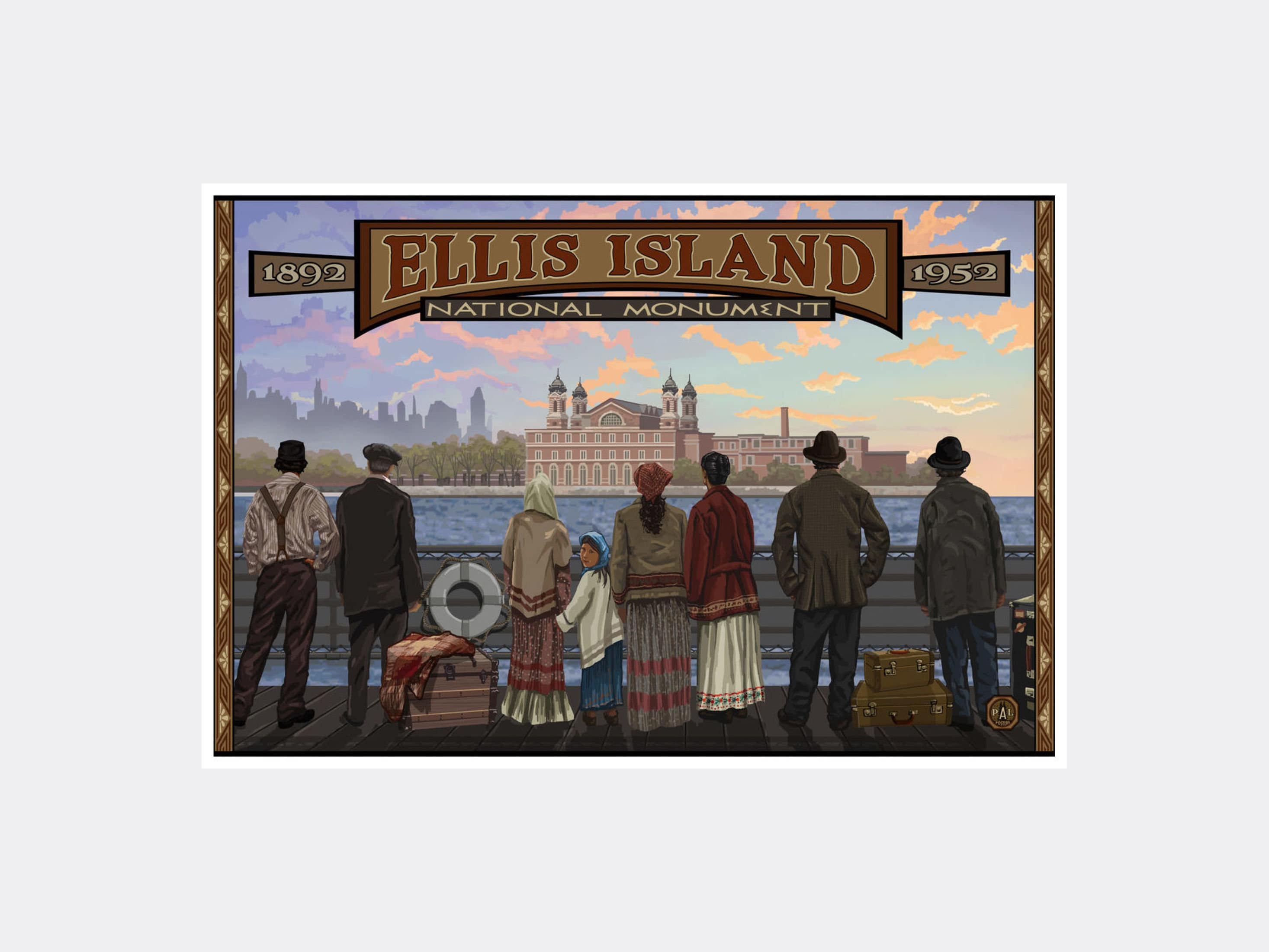 Ellis Island New York National Monument Giclee Art Print Poster from Travel Artwork by Artist Paul A. Lanquist
