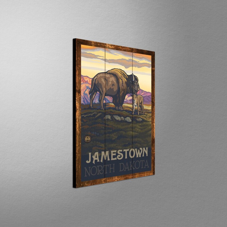 Jamestown North Dakota Buffalo & Calf Art Print: Vintage Travel Poster image 10