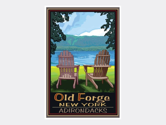 Old Forge New York Adirondack Chairs Adirondack Chairs Giclee Etsy