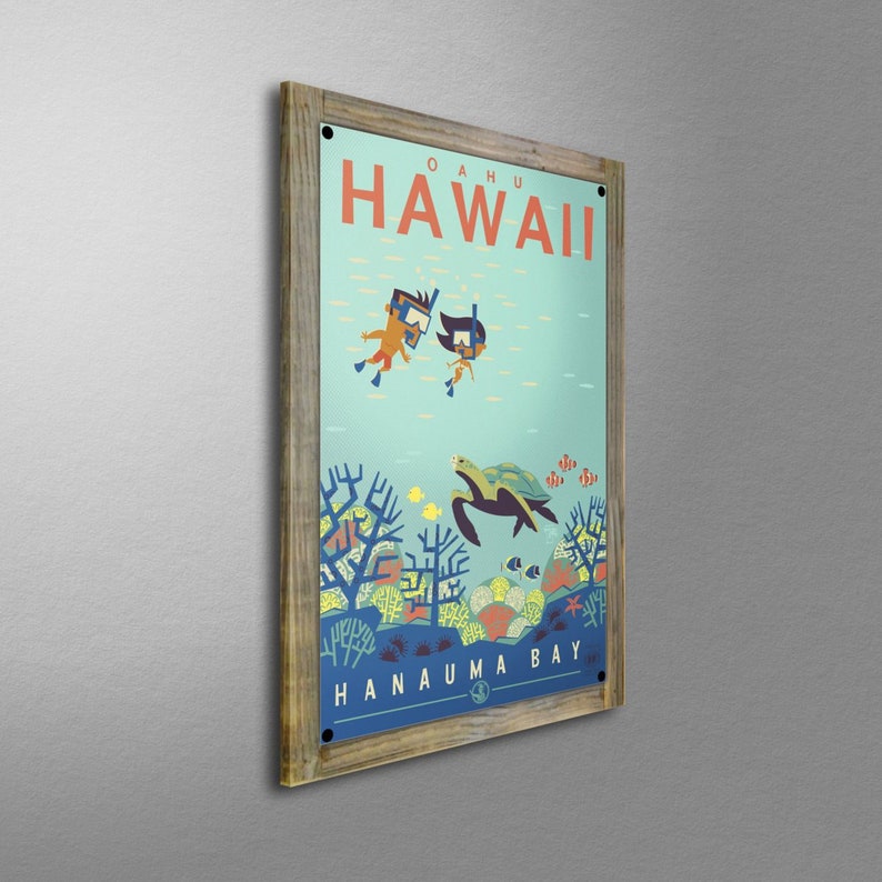 Hanauma Bay Oahu Hawaii Giclee Art Print Poster from Travel Artwork by Travel Artist Benjamin W. Burch image 6