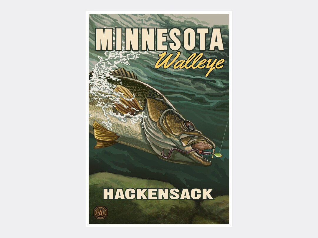 Hackensack Minnesota Walleye Giclee Art Print Poster de Travel Etsy