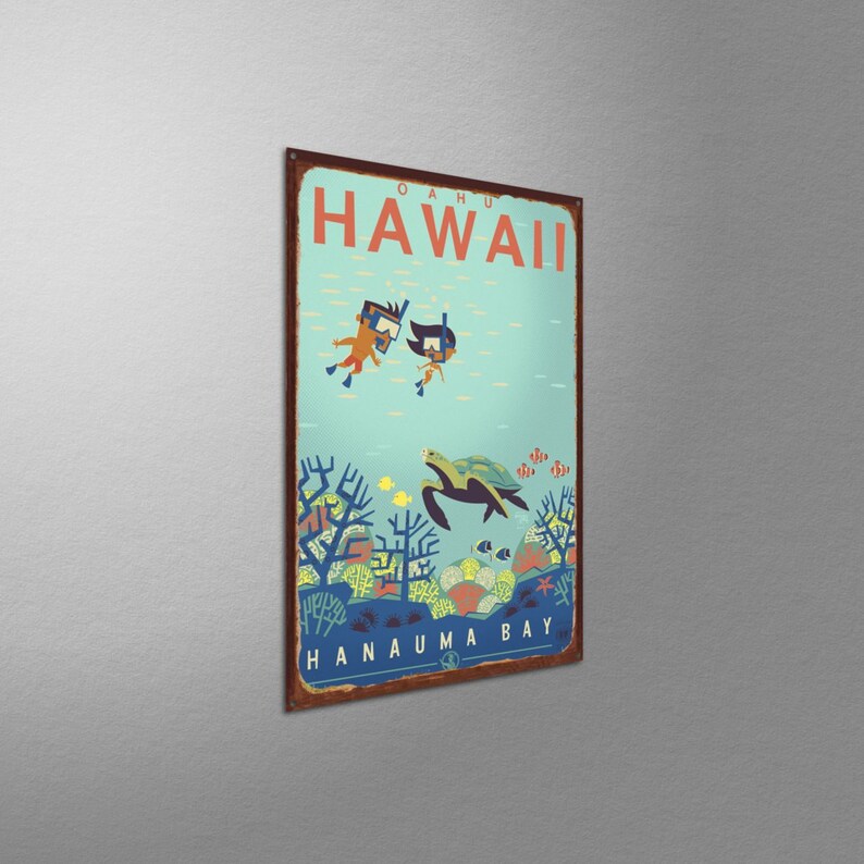 Hanauma Bay Oahu Hawaii Giclee Art Print Poster from Travel Artwork by Travel Artist Benjamin W. Burch image 7