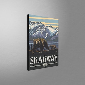 Skagway Alaska Grizzlies Canvas, Pillow, Blanket from Travel Artwork by Artist Paul A. Lanquist