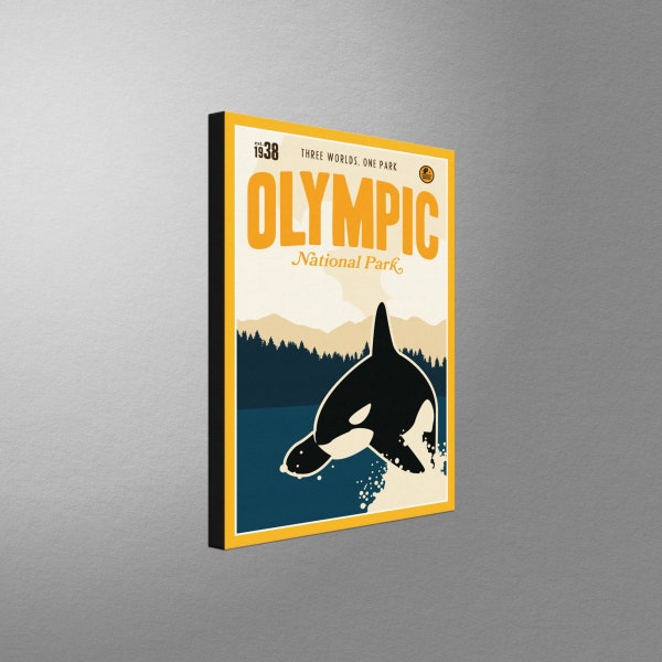 Olympic National Park, Washington Orca Stretch Canvas, Pillow, Blanket from Illustration by Artist Matt Brass