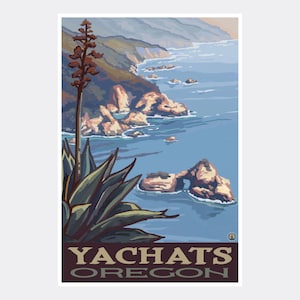 Oregon Coast Yachats Oregon Giclee Art Print Poster from Travel Artwork by Artist Paul A. Lanquist