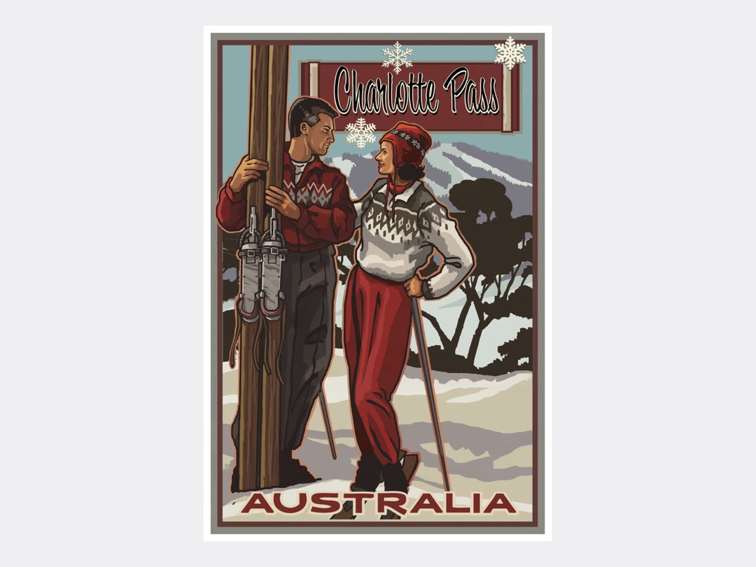 Charlotte Pass Australia Skiers Giclee Art Print Poster From Etsy Sweden