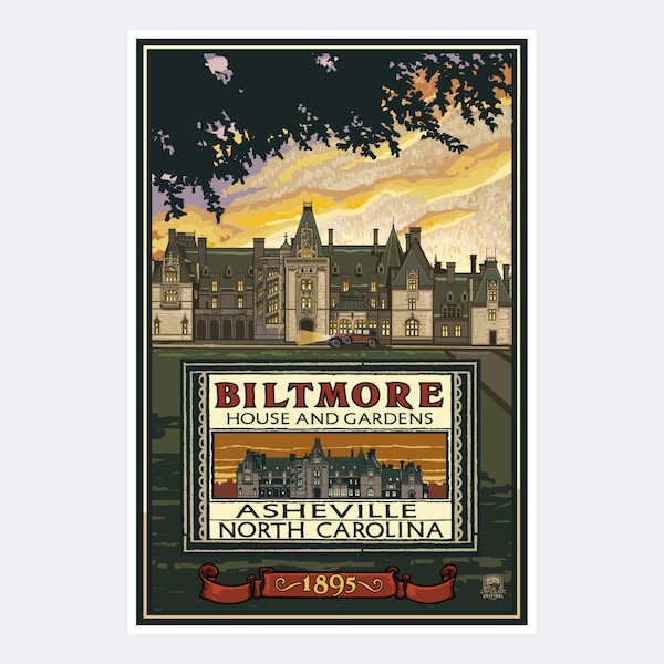 Biltmore Estate Giclee Art Print Poster from Travel Artwork by Artist Paul A. Lanquist