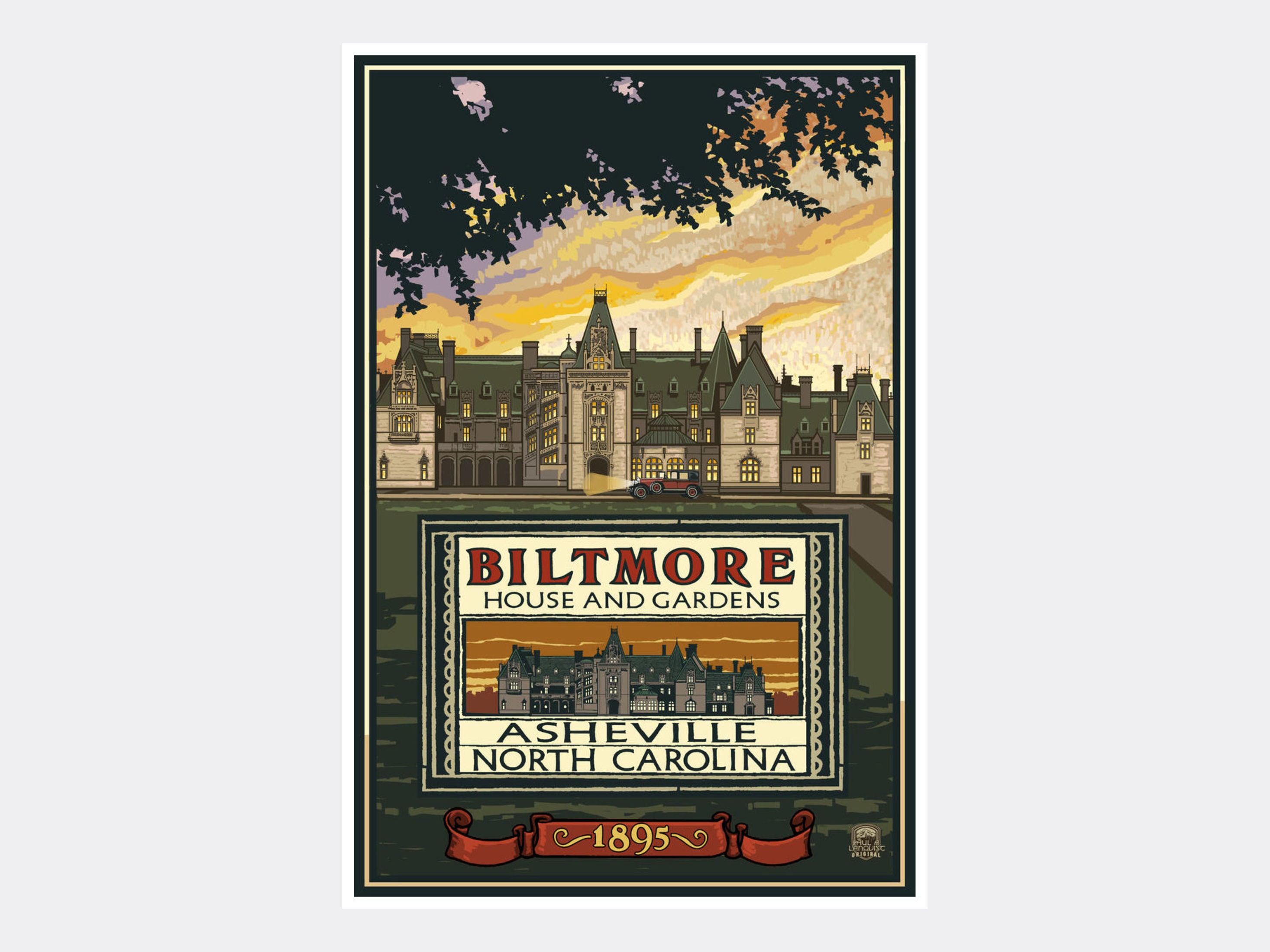 Biltmore Estate Giclee Art Print Poster from Travel Artwork by Artist Paul A. Lanquist