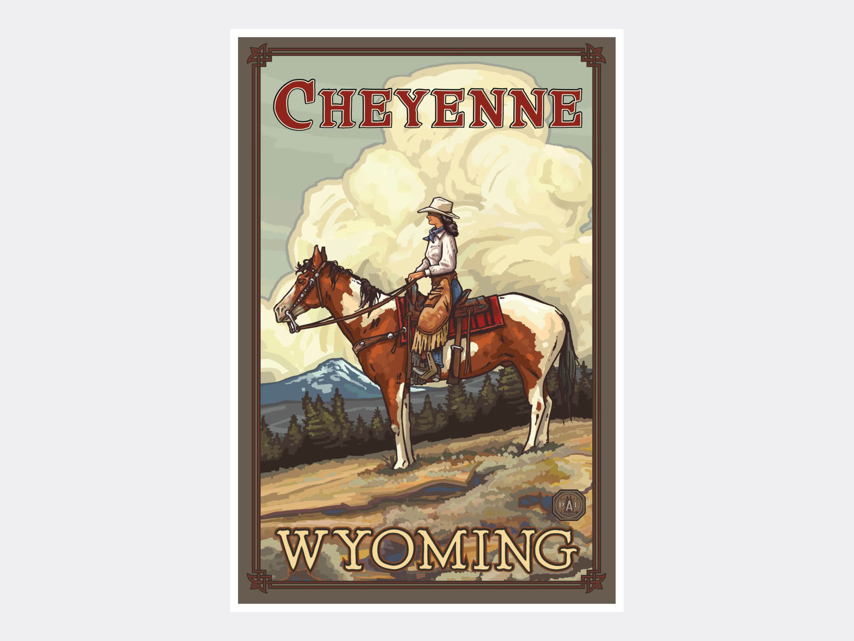 Cheyenne Wyoming Summer Cowgirl Giclee Art Print Poster from Etsy