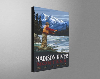 Madison River Montana Fishing Art: Canvas Print, Pillow, or Blanket