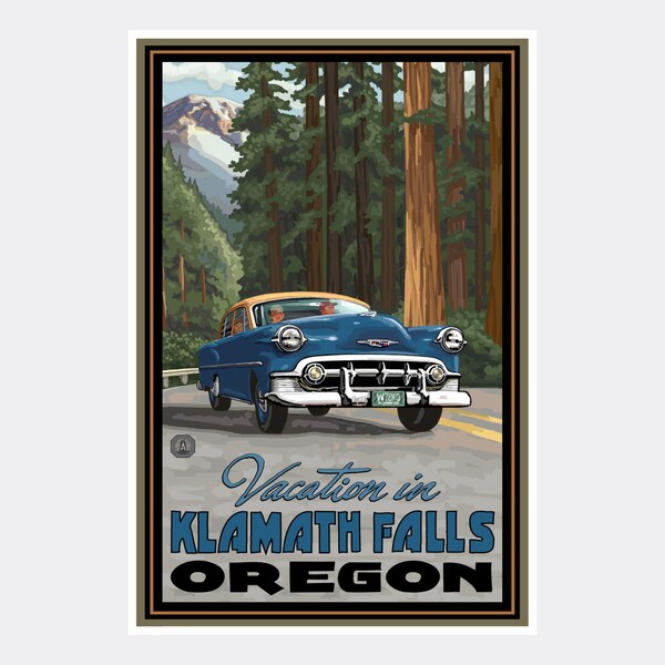 Klamath Falls Oregon Giclee Art Print Poster from Travel Artwork by Artist Paul A. Lanquist