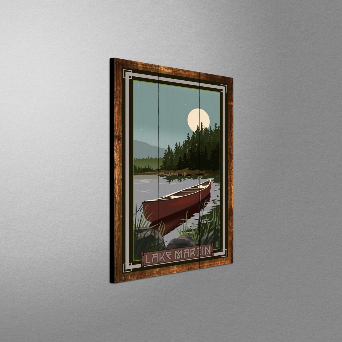 Lake Martin Canoe In Moonlight Giclee Art Print Poster Etsy