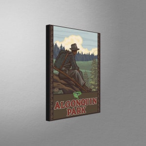 Algonquin Park Ontario Canada Mountain Hiker Man Forest Stretch Canvas, Pillow, Blanket from Travel Artwork by Artist Paul A. Lanquist