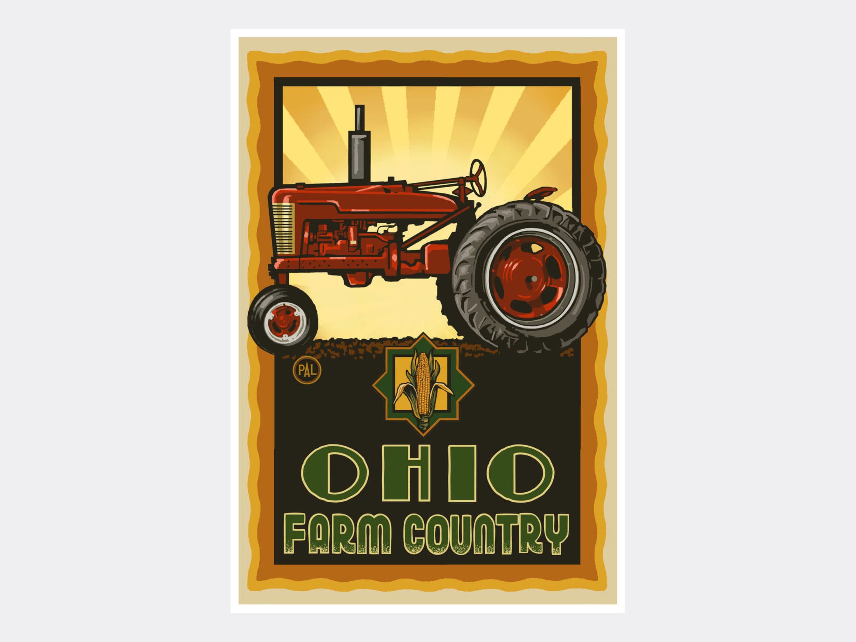 Impresión artística de un tractor de granja de Ohio: póster de viaje  vintage - Etsy México, image size:2933x2200