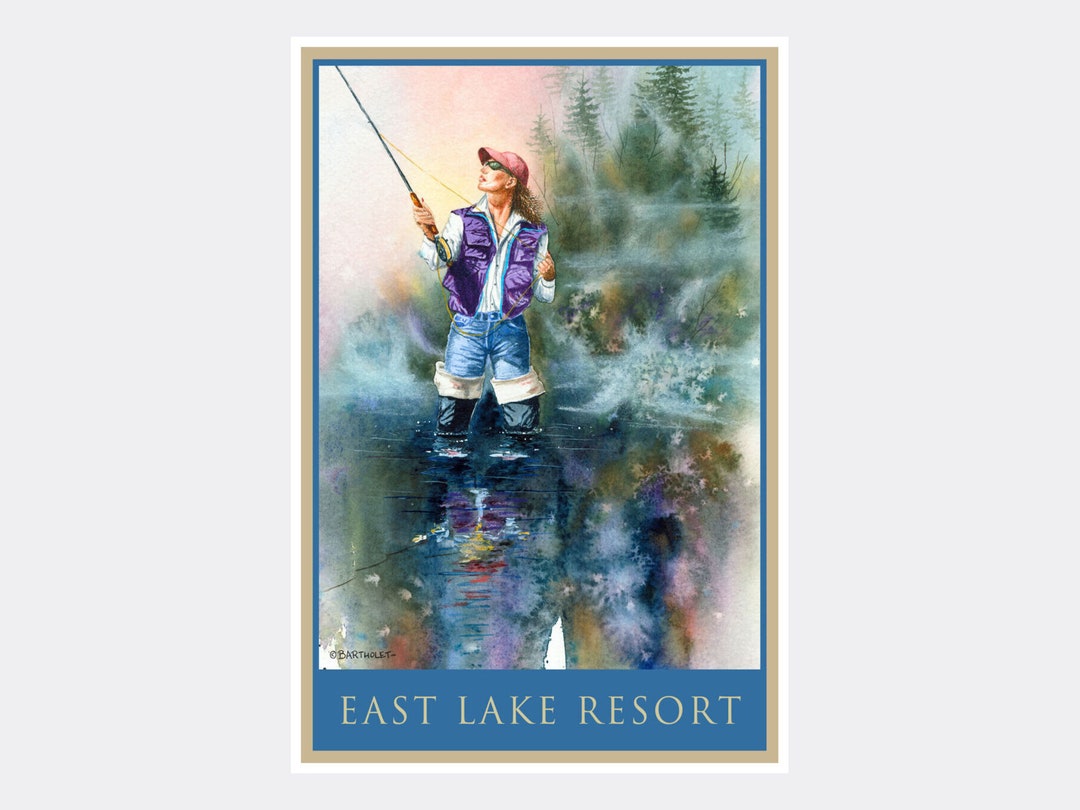 Buy East Lake Resort Woman Fly Fishing Giclee Art Print Poster Online in  India Etsy