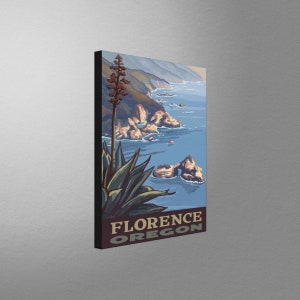 Florence Oregon Coastline Stretch Canvas, Pillow, Blanket from Travel Artwork by Artist Paul A. Lanquist