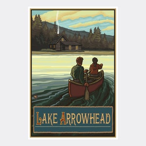 Lake Arrowhead Giclee Art Print Poster from Travel Artwork by Artist Paul A. Lanquist