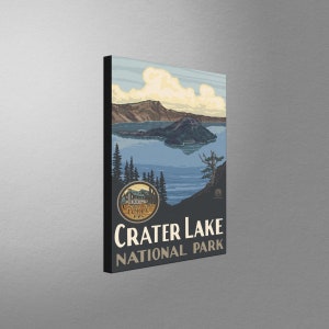 Crater Lake National Park Stretch Canvas, Pillow, Blanket from Travel Artwork by Artist Paul A. Lanquist