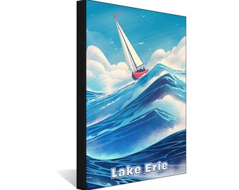 Lake Erie Sailing Away Canvas, Pillow, Blanket by Illustrator Brian Edward Miller