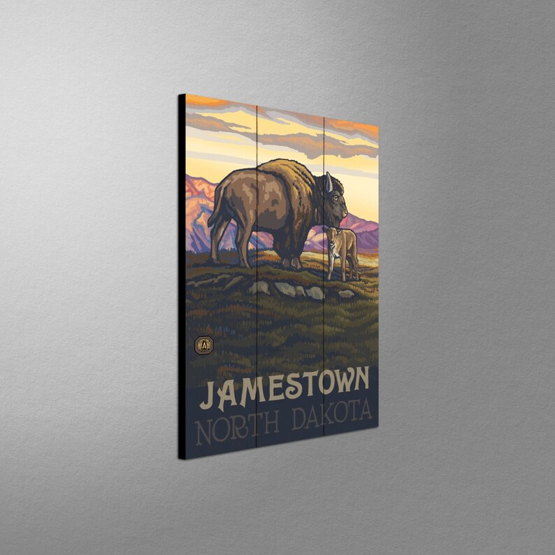 Jamestown North Dakota Buffalo & Calf Art Print: Vintage Travel Poster image 9