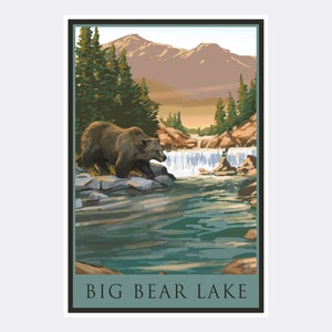 Big Bear Lake Grizzly Bear Giclee Art Print Poster from Painting by Artist Mike Rangner