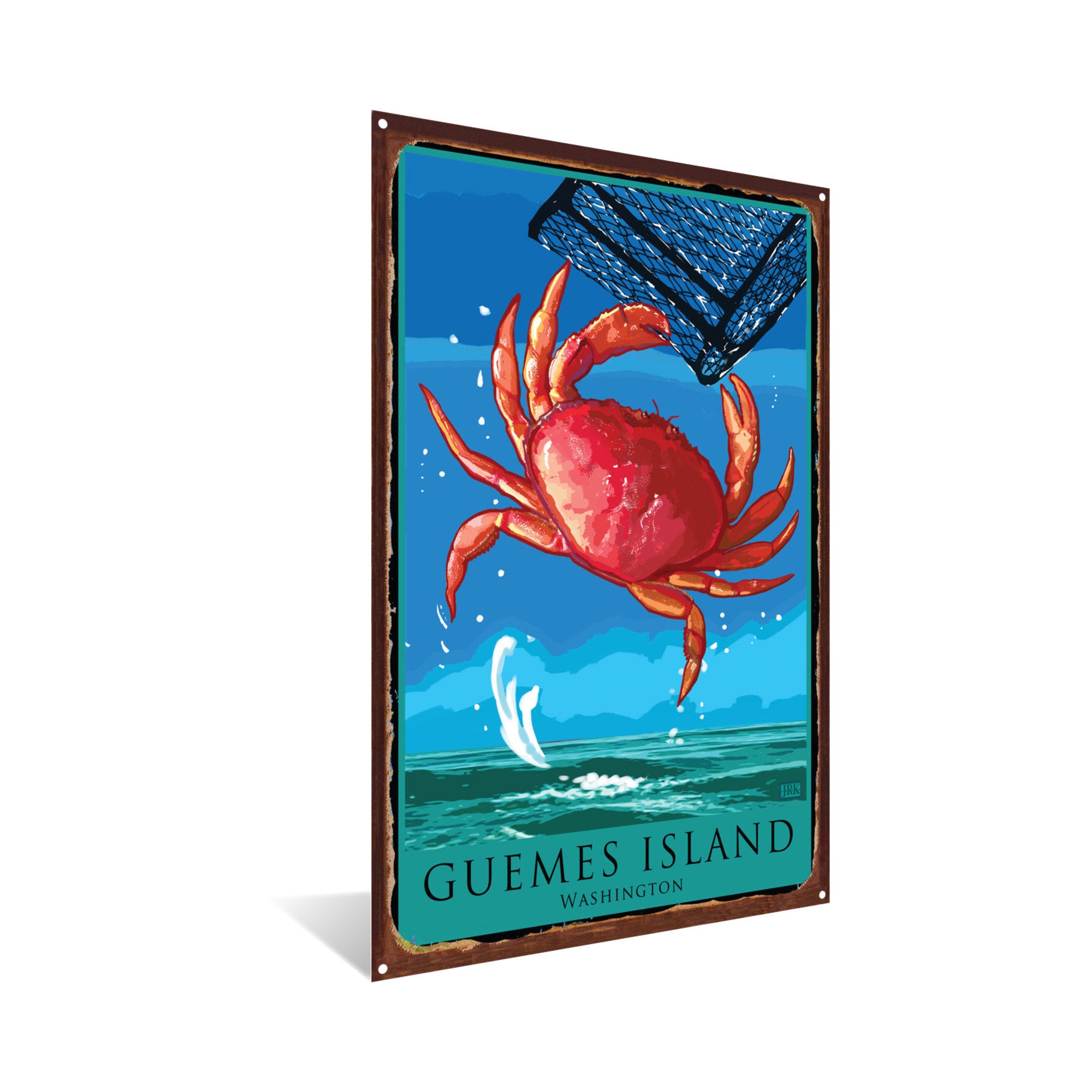 Guemes Island Dungeness Crab Art Print: Washington Travel Poster - Etsy
