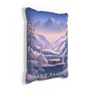 Lake Tahoe California Frozen Cabin Canvas, Pillow, Blanket by Illustrator Brian Edward Miller Canvas Pillow Canvas 13"x19"