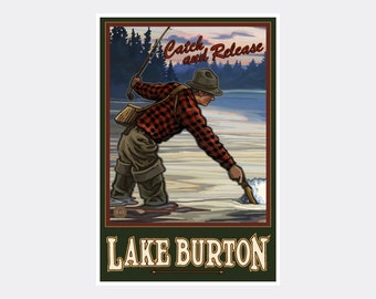 Lake Burton Georgia Giclee Art Print Poster from Travel Artwork by Artist Paul A. Lanquist
